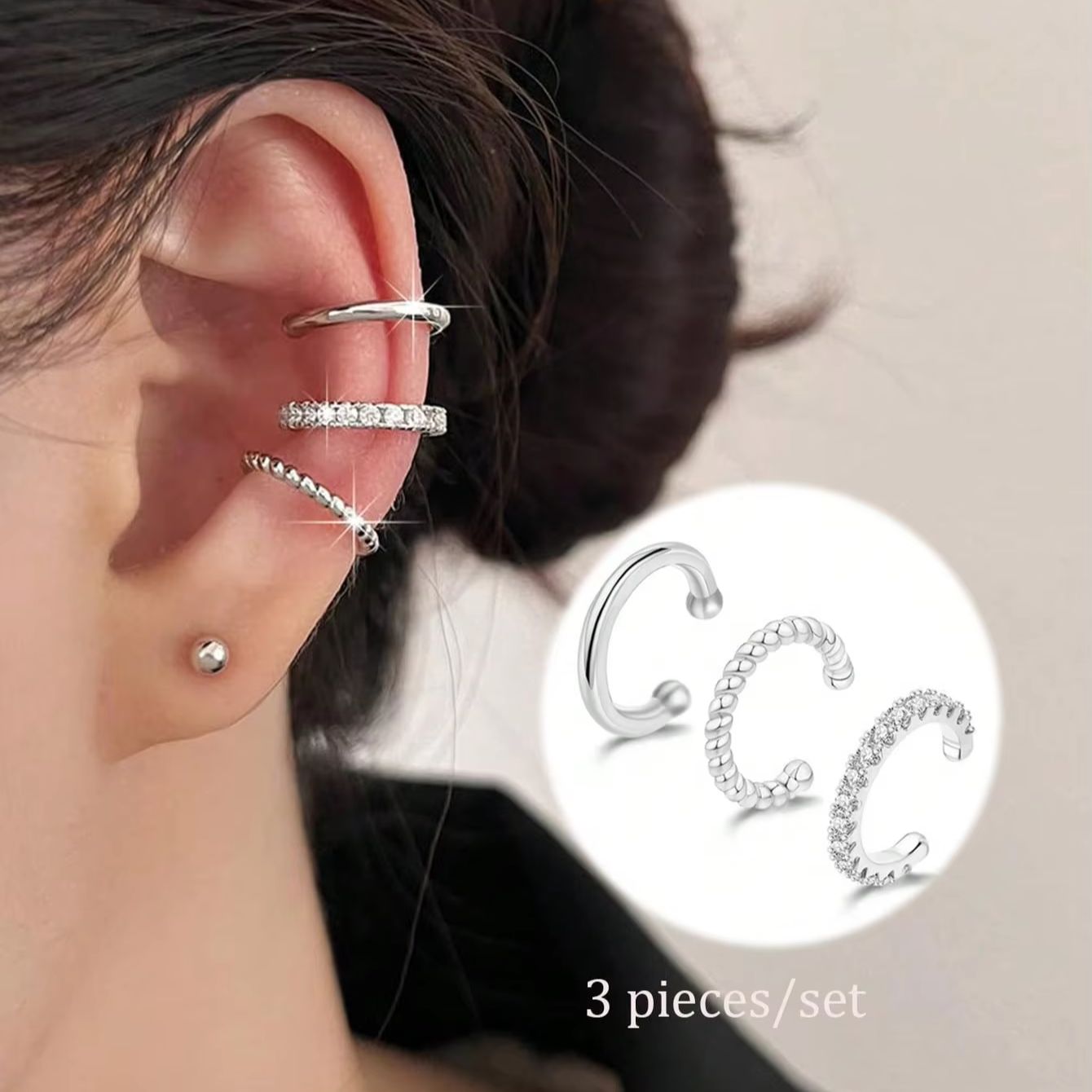 Body Jewelry Hypoallergenic - 3 szt. Kolczyki nausznice dla kobiet,