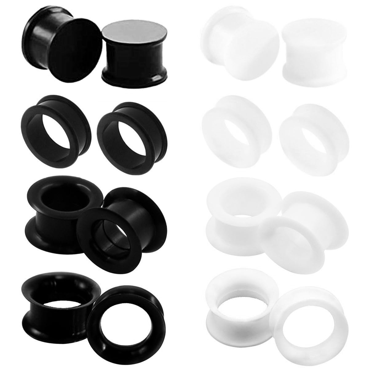Body Jewelry Types - 2/16szt Biało-czarne elastyczne grube silikonowe zatyczki