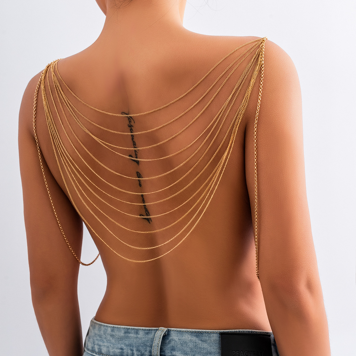 Body Jewelry Harness - Klasyczny wielowarstwowy łańcuszek z frędzlami Kobiety