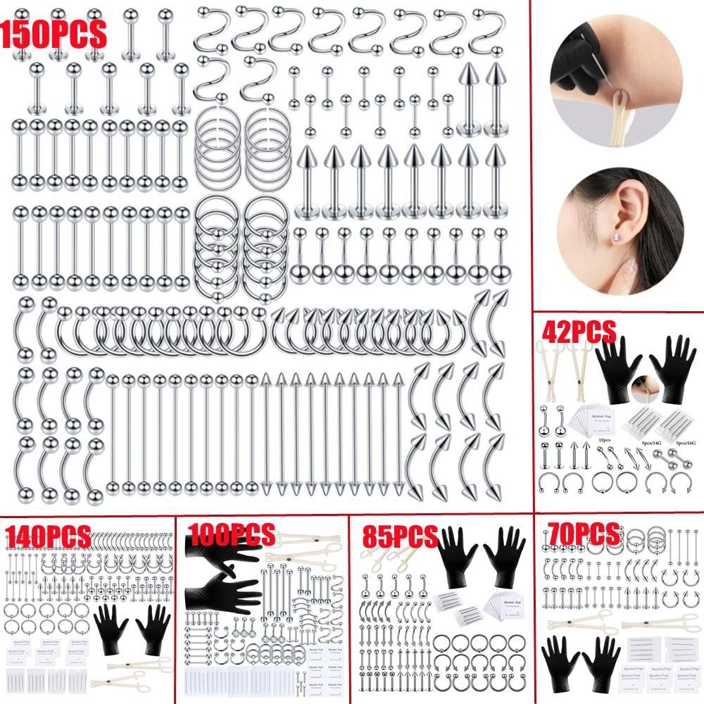 Body Jewelry Kit - Zestaw do piercingu ciała 150/140/85/70/42 elementy,