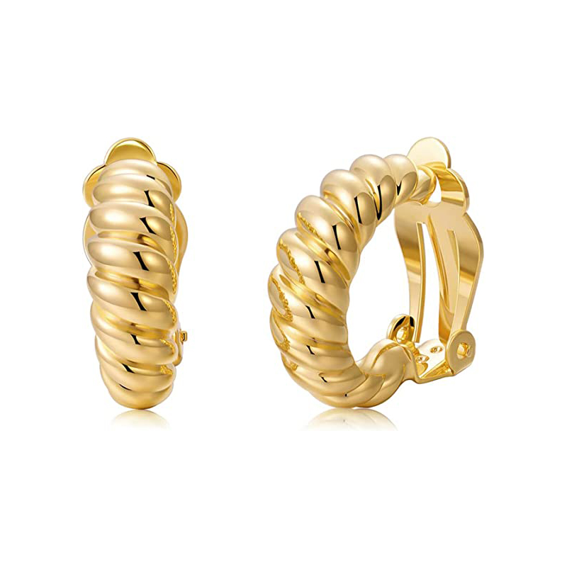 Body Jewelry Hypoallergenic - Rogalik ze stali nierdzewnej masywny złoty