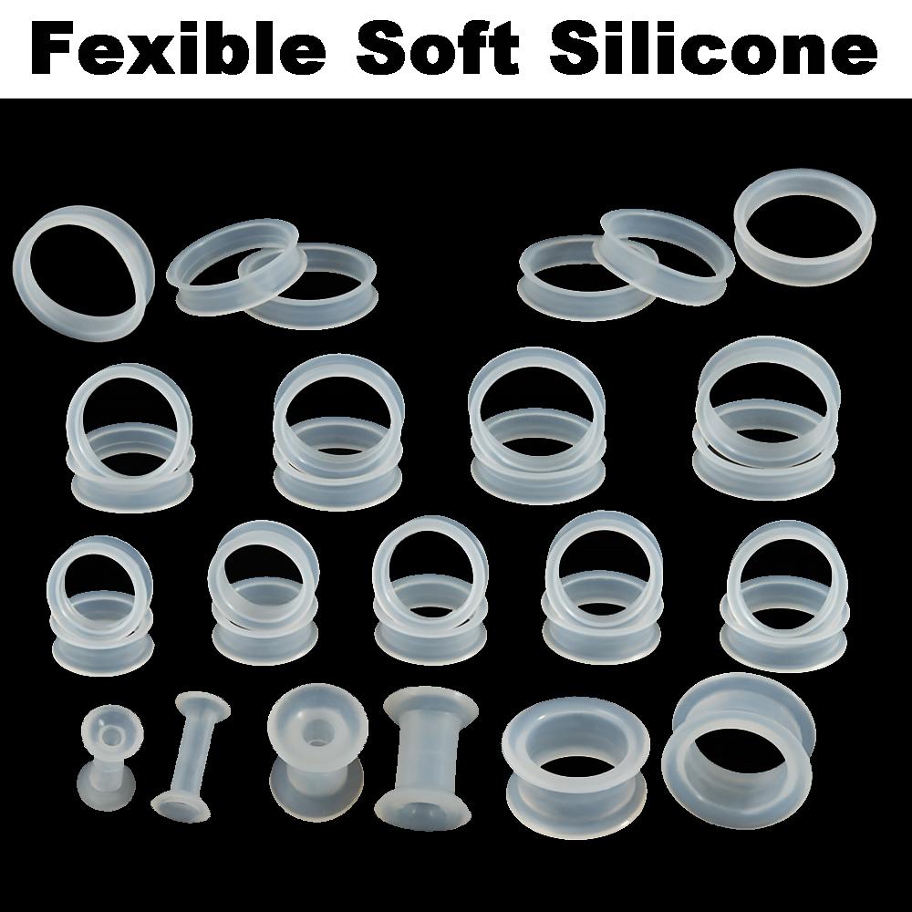 Body Jewelry Gauge Sizes - PAR-Clear Ear Gauges Duże rozmiary Silikonowe
