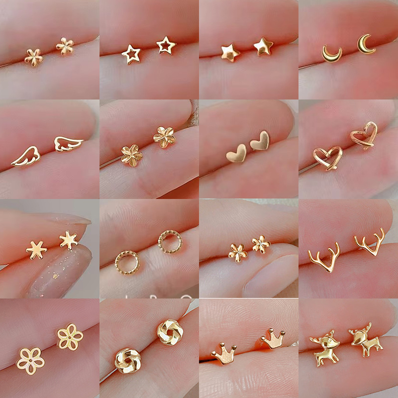 Body Jewelry Hypoallergenic - Koreański minimalizm złoty kolor mały liść