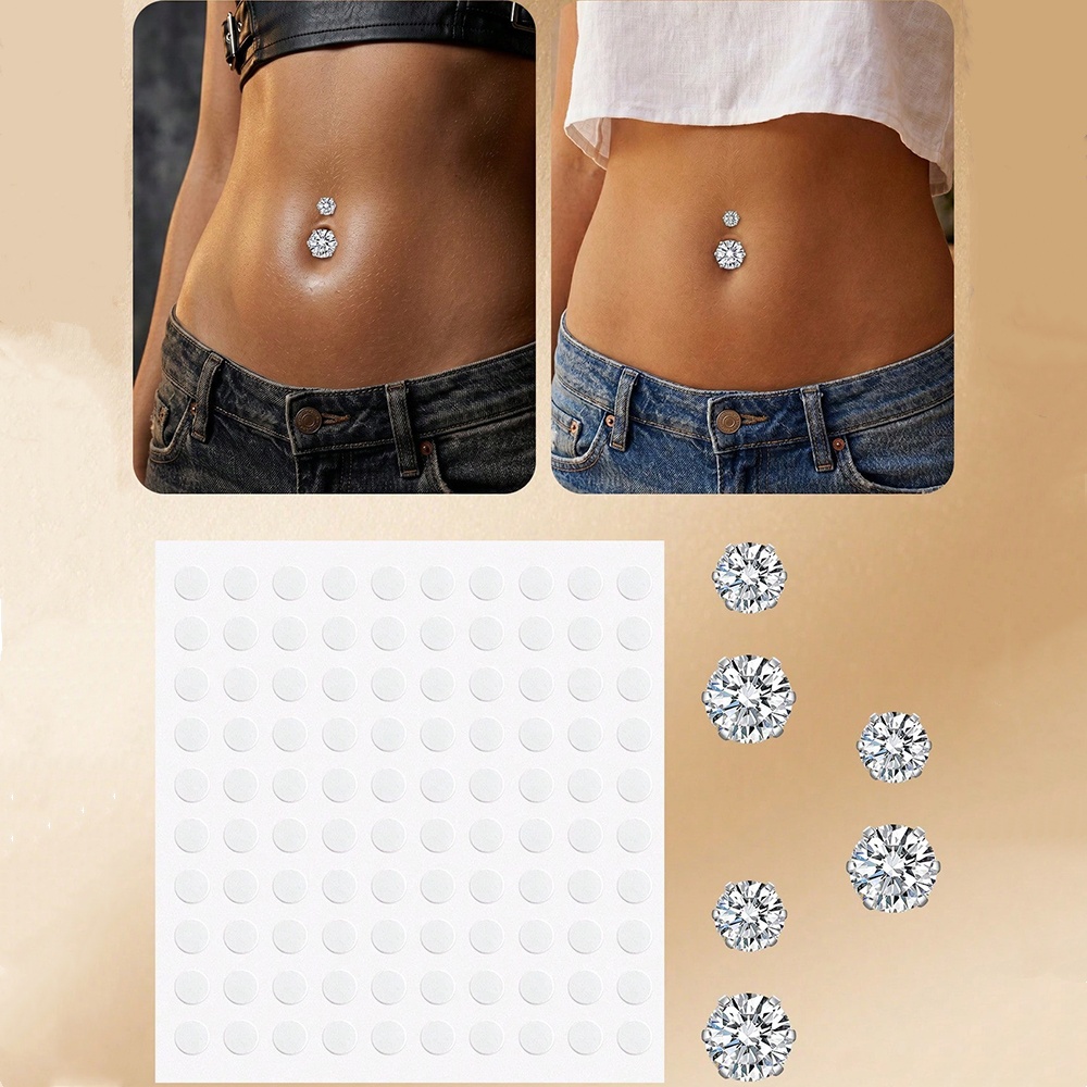 Body Jewelry Piercing - Sztuczny kolczyk do pępka z cyrkonią,