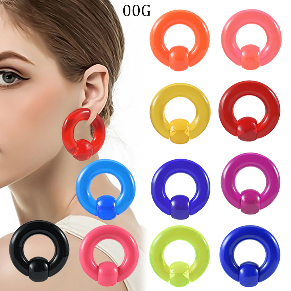 Body Jewelry Gauge Sizes - 2/1 SZT. Kolorowy Akrylowy Pierścień BCR
