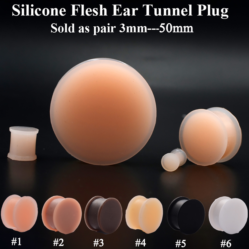 Body Jewelry Gauge Sizes - 1 Para Silikonowe elastyczne grube zatyczki