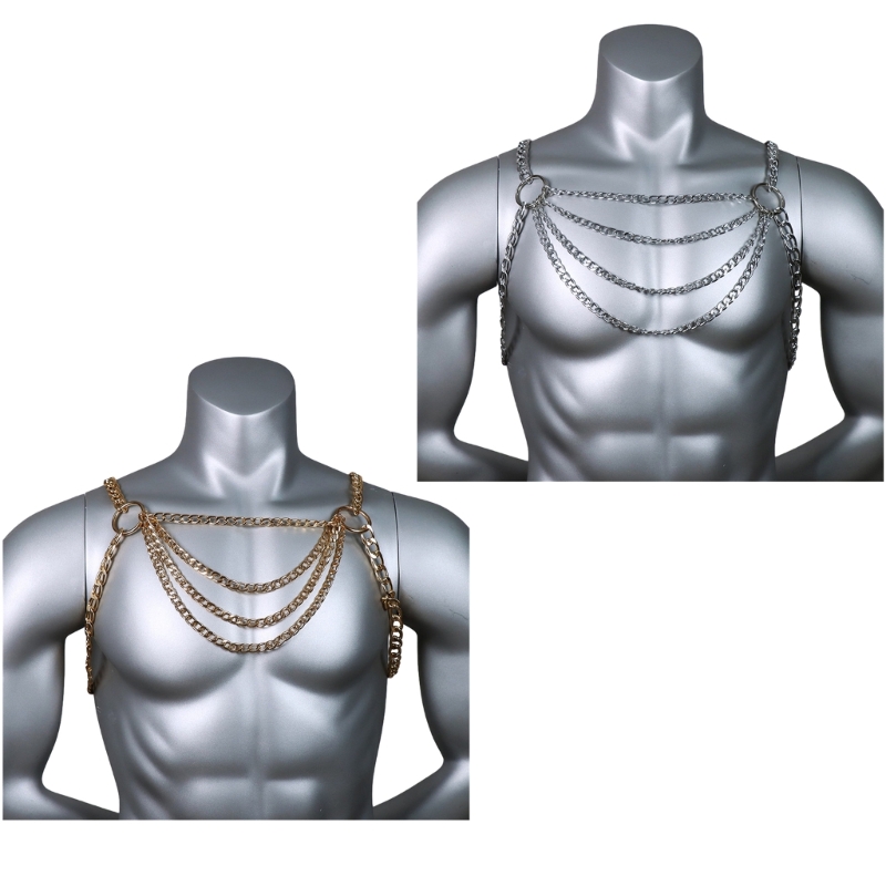 Body Jewelry Harness - Męski seksowny metalowy łańcuszek na klatkę