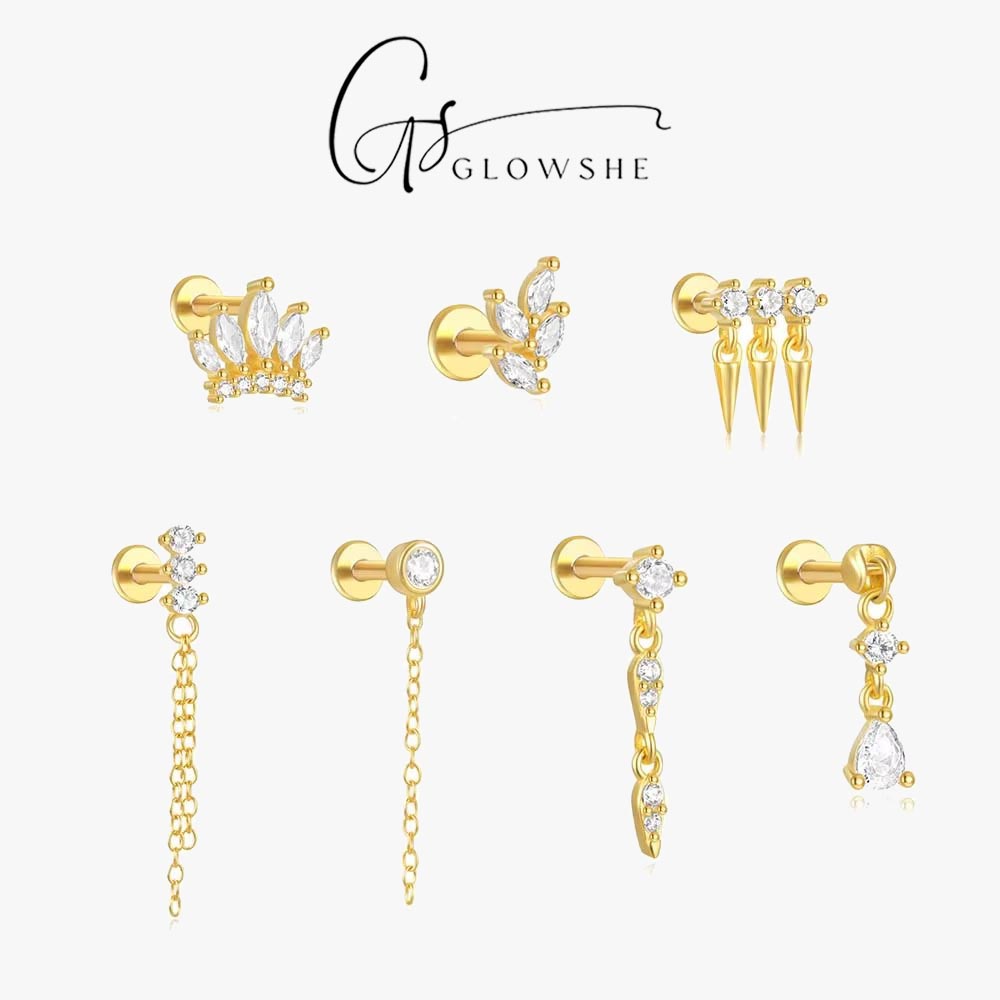 Body Jewelry Cartilage Earrings - Glowshe 100% Srebro Próby 925 Cyrkoniowe