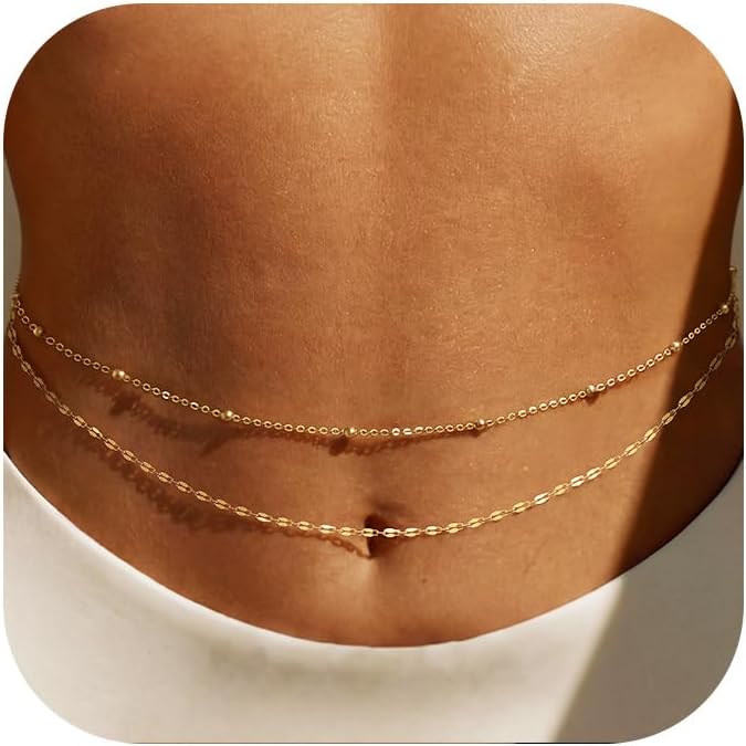 Body Jewelry Beach - Pozłacany 14-karatowym złotem łańcuszek na talię