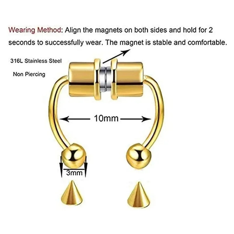 1/2/3 szt. Sztuczne magnetyczn – Body Jewelry Piercing recenzja i cena