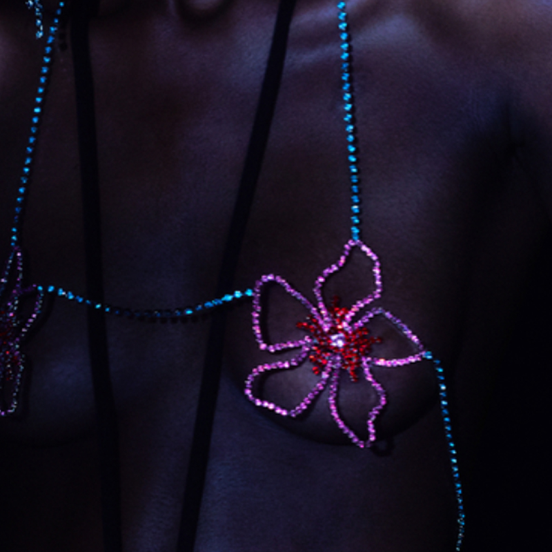 Stonefans różowy kwiat pierś ł – Body Jewelry Harness recenzja i cena