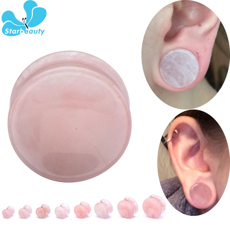 2Pc różowy kwarcowy organiczny – Body Jewelry Gauge Sizes recenzja i cena