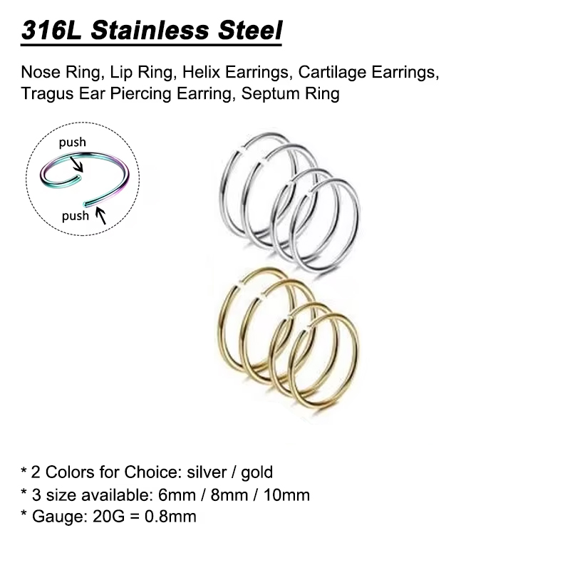 6 sztuk/partia Hipoalergiczne  – Body Jewelry Cartilage Earrings recenzja i cena